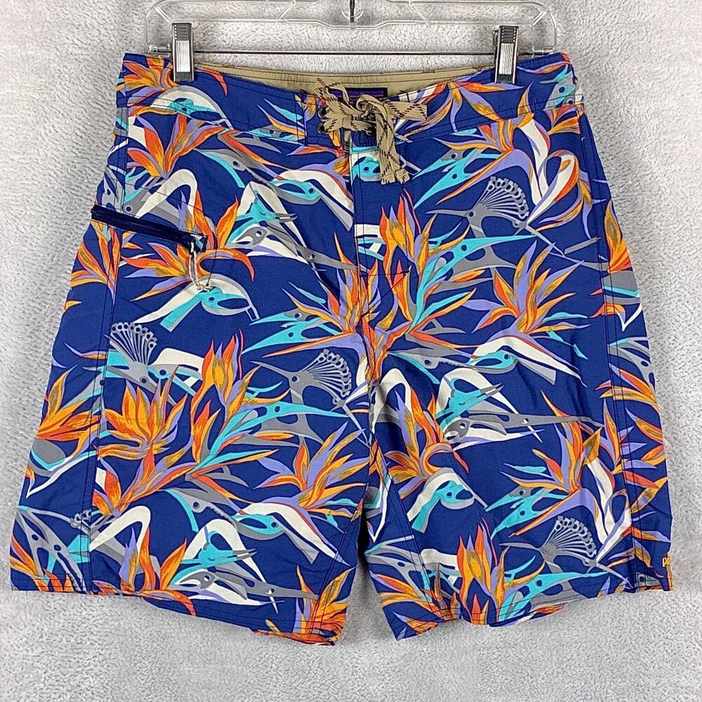 Patagonia Board Shorts Mens 32 Multicolor Wavefarer Bird of Paradise AOP Preppy